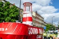 KENNINGTON, LONDON/ENGLAND - 5 September 2020: Extinction Rebellion`s Ã¢â¬ÅLightship GretaÃ¢â¬Â boat being dismantled